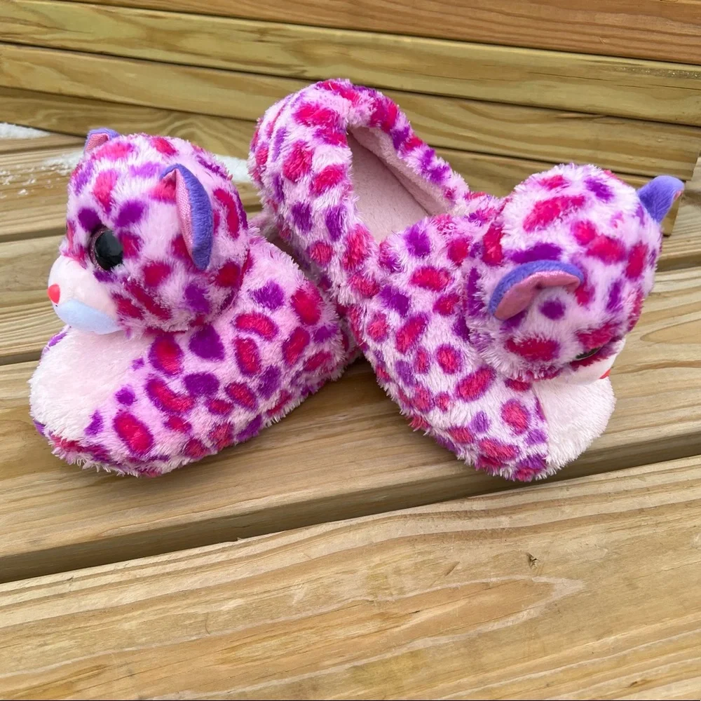 - Ty Pink Spotted Animal Slippers SZ XL! EUC!